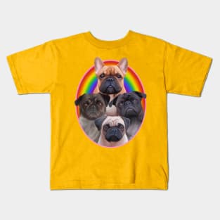 Three Pugs & A Frenchie! Kids T-Shirt